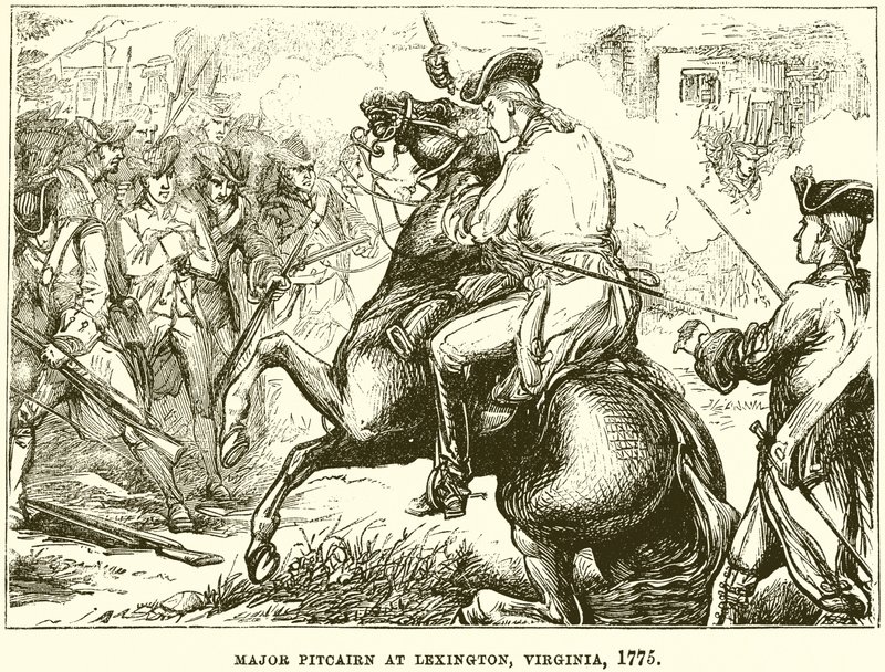 Le Major Pitcairn à Lexington, Virginie, 1775 - English School