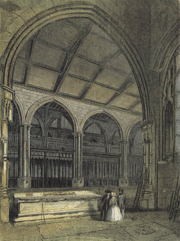 Cathédrale de Manchester, vue à travers le chœur et le baptistère, depuis la chapelle d