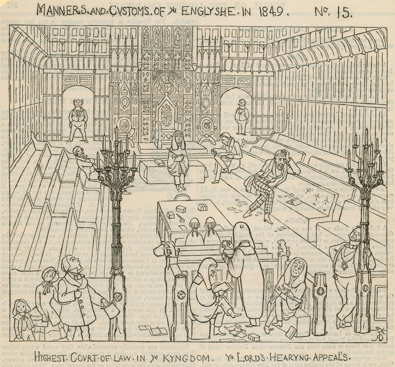 Mœurs et coutumes des Anglais en 1849 : La plus haute cour de justice du Royaume, les Lords entendant les appels - English School