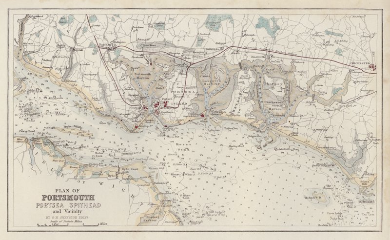 Carte : Plan de Portsmouth, Portsea Spithead et environs, par G H Swanston, Édimbourg - English School