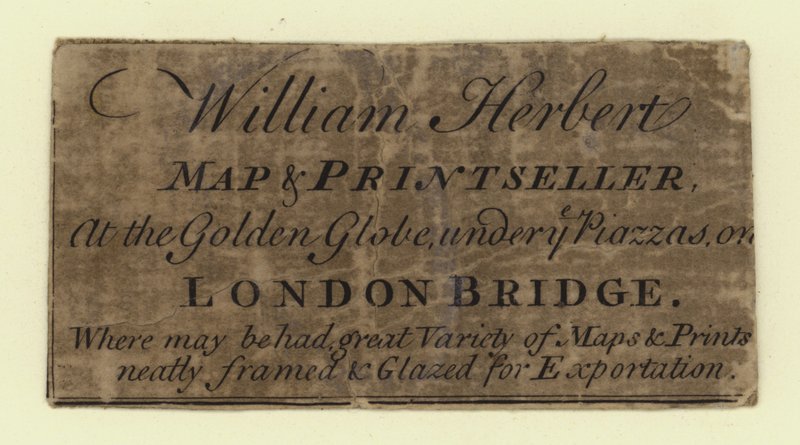 Libraire et imprimeur de cartes, William Herbert, carte de visite - English School