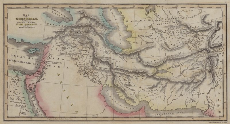Carte des pays mentionnés dans les histoires de Noé, Abraham et les rois d