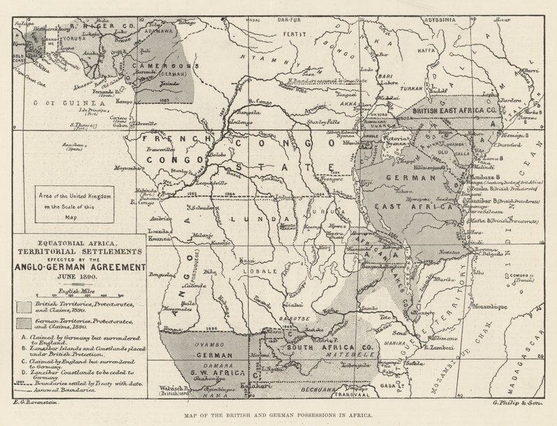 Carte des possessions britanniques et allemandes en Afrique - English School