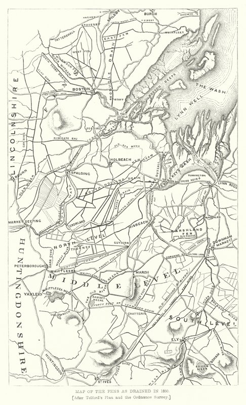 Carte des Fens drainés en 1830 (gravure) - English School