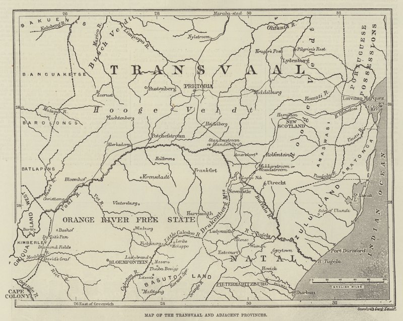 Carte du Transvaal et des provinces adjacentes - English School