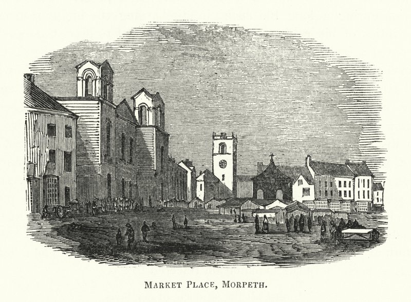 Place du marché, Morpeth (gravure) - English School