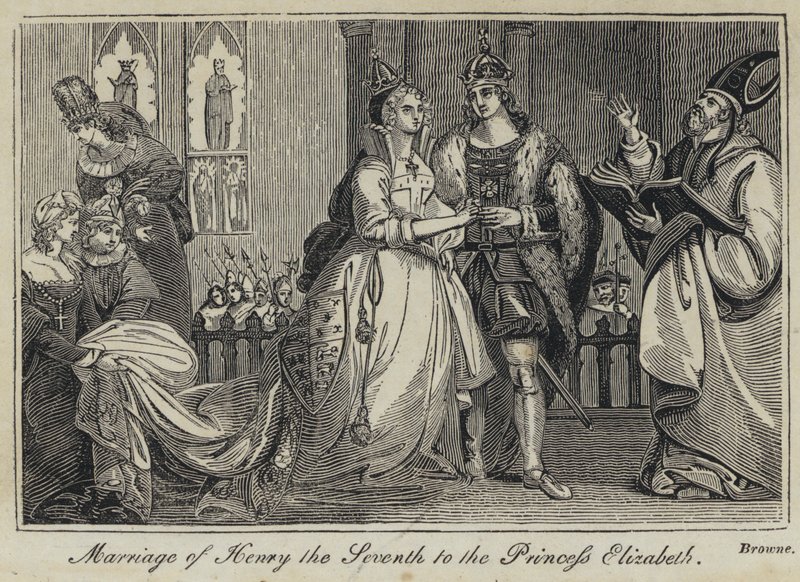 Mariage de Henri VII avec la princesse Élisabeth (gravure) - English School