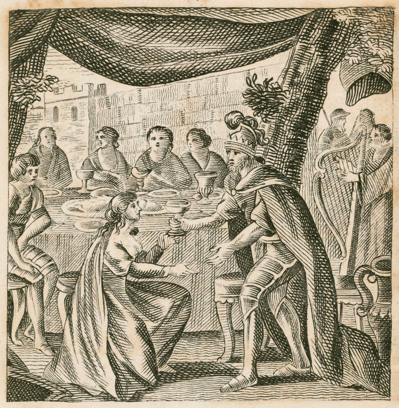 Mariage de Vortigern et Rowena, Ve siècle (gravure) - English School