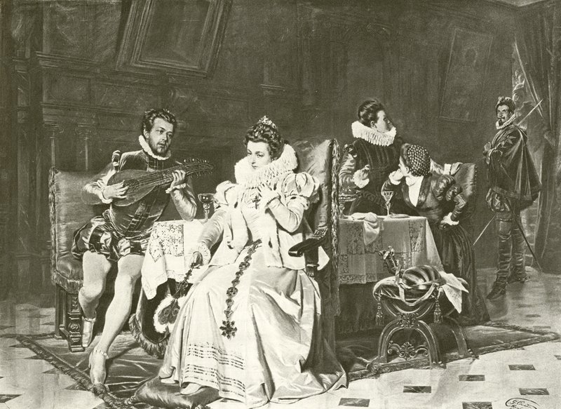 Marie Stuart et Rizzio (gravure) - English School