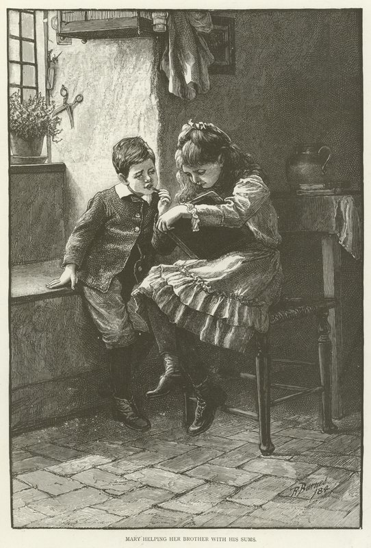 Mary aidant son frère avec ses devoirs - English School