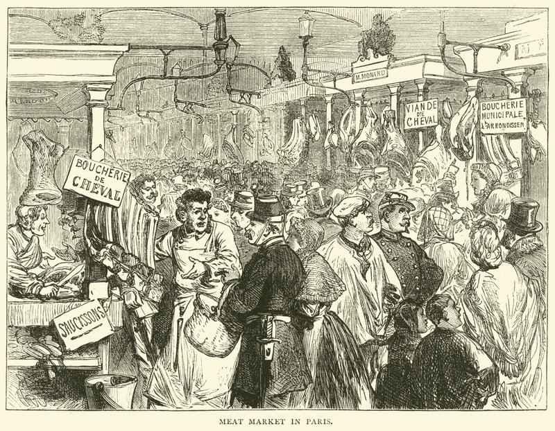 Marché de la viande à Paris, octobre 1870 - English School