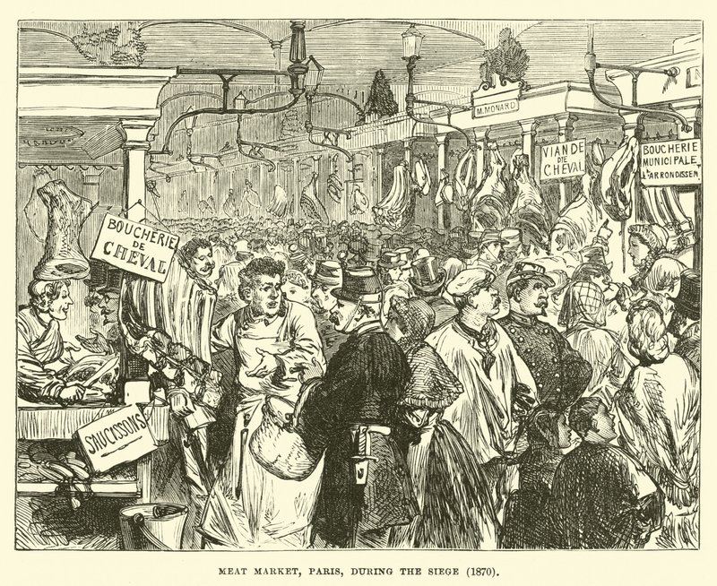 Marché de la viande, Paris, pendant le siège, 1870 - English School