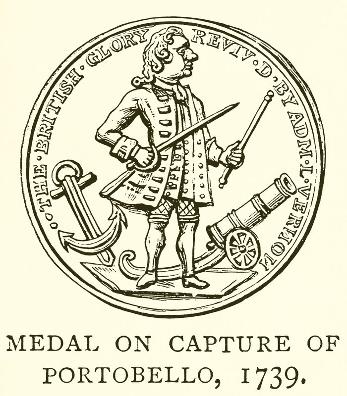 Médaille sur la capture de Portobello, 1739 - English School