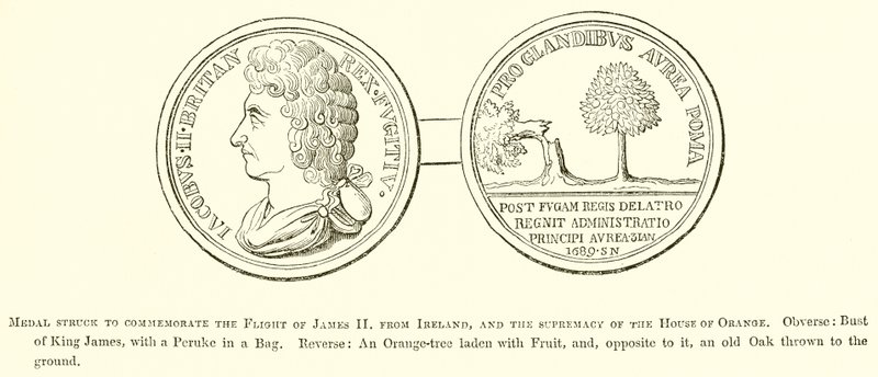 Médaille frappée pour commémorer la fuite de Jacques II - English School