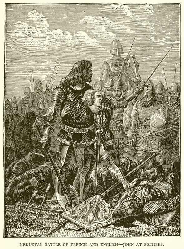 Bataille médiévale des Français et des Anglais--Jean à Poitiers - English School