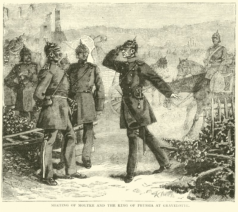 Rencontre de Moltke et du roi de Prusse à Gravelotte, août 1870 - English School