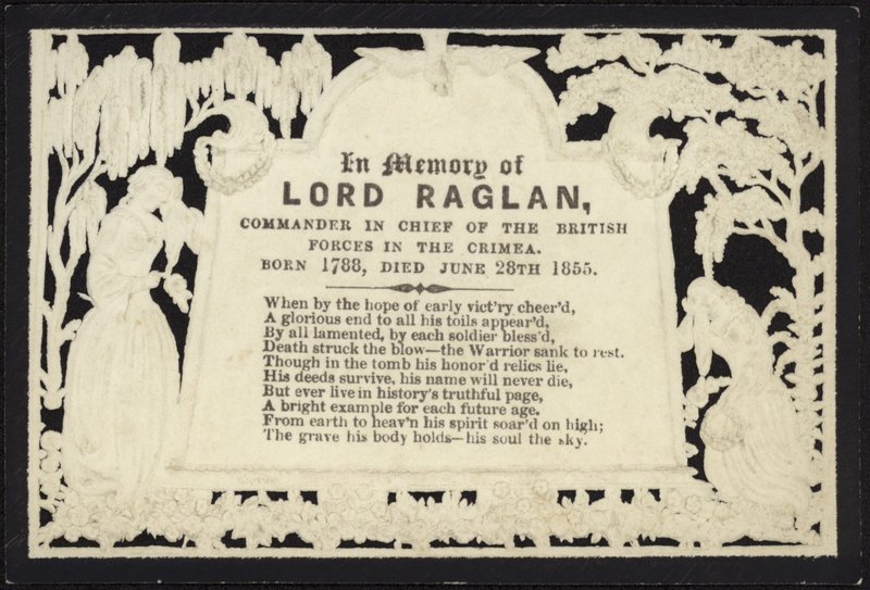 Carte commémorative en mémoire de Lord Raglan - English School