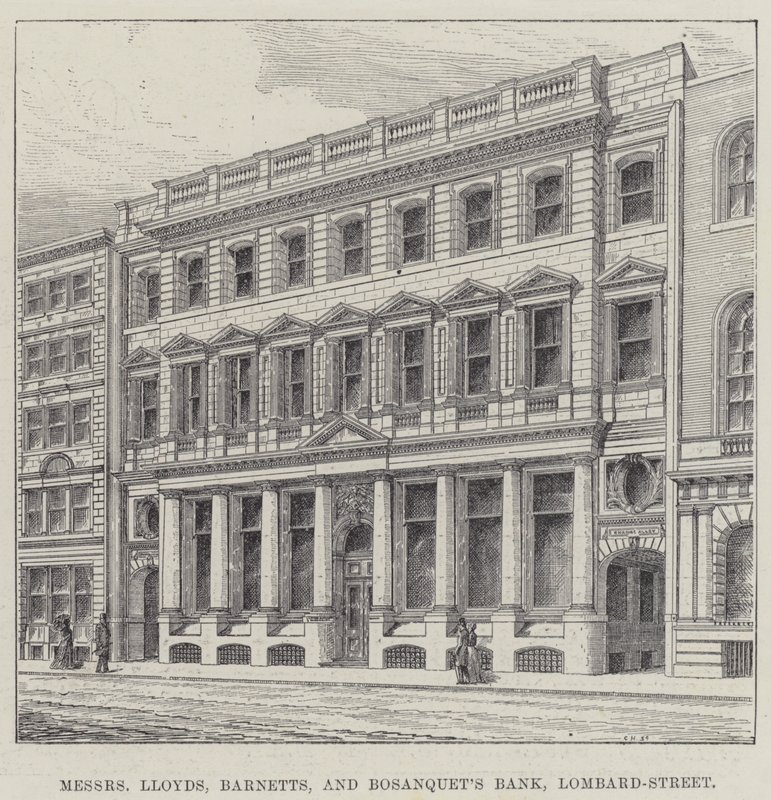 Messieurs Lloyds, Barnetts, et la Banque de Bosanquet, Lombard-Street - English School