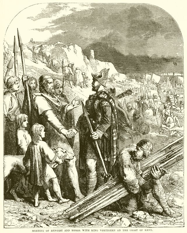 Rencontre de Hengist et Horsa avec le roi Vortigern sur la côte du Kent - English School