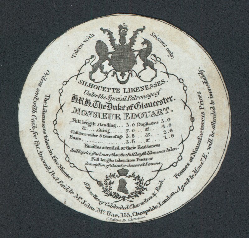 Monsieur Edouart, Silhouettes, carte de visite - English School