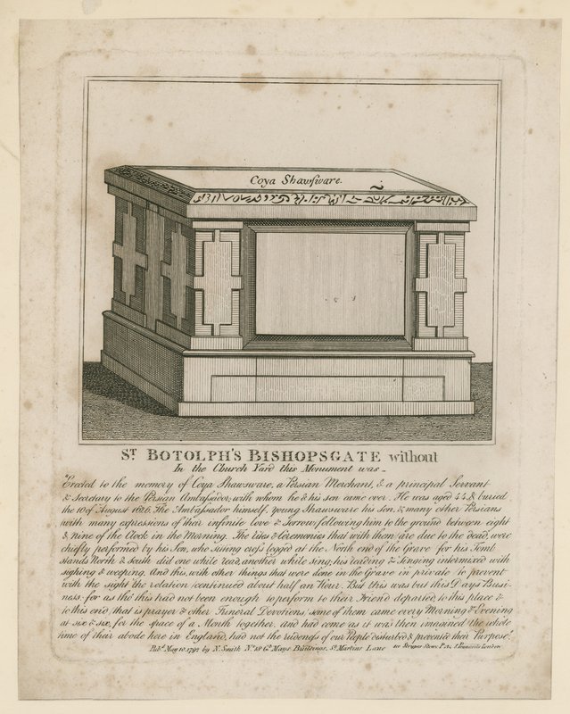 Monument dans le cimetière de St Botolphs, Bishopsgate - English School