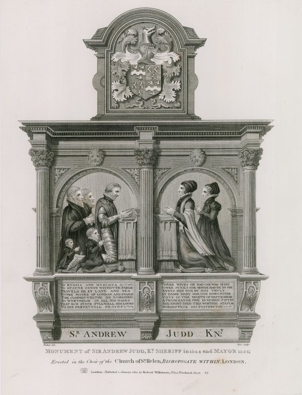 Monument à Sir Andrew Judd, Shérif et Maire, dans St Helens Bishopsgate, Londres - English School