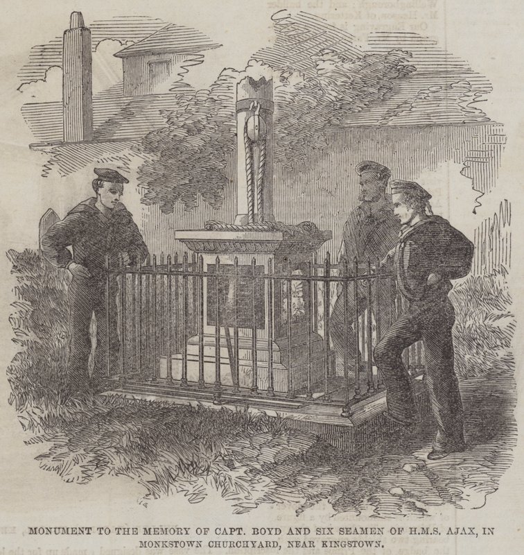 Monument à la mémoire du capitaine Boyd et de six marins du HMS Ajax, dans le cimetière de Monkstown, près de Kingstown - English School
