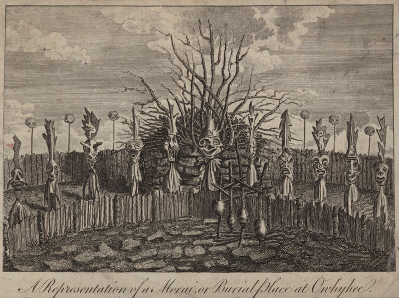 Morai, ou lieu de sépulture, Hawaï - English School