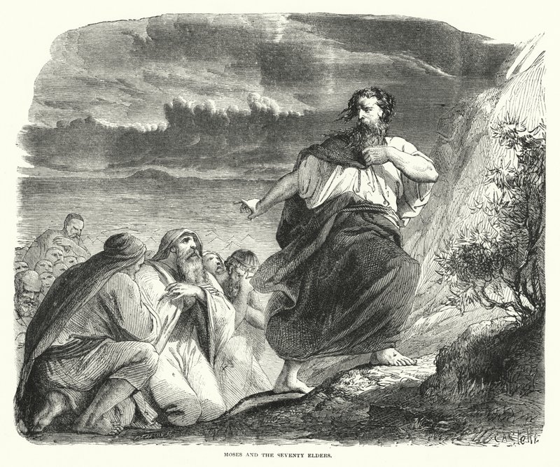 Moïse et les soixante-dix anciens (gravure) - English School
