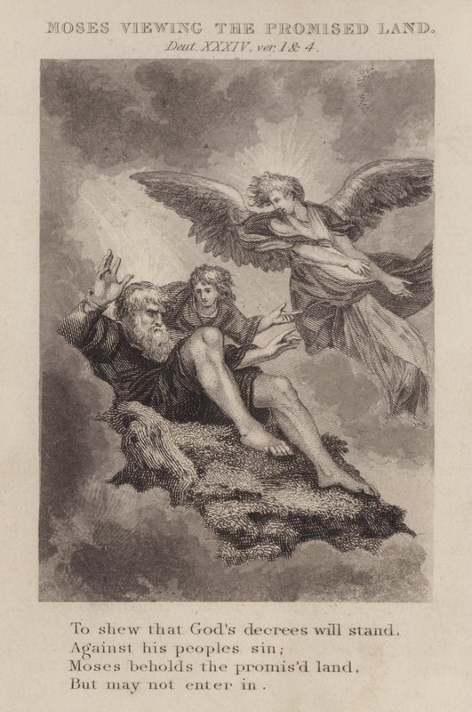 Moïse contemplant la terre promise, Deutéronome XXXIV, versets 1 et 4 - English School