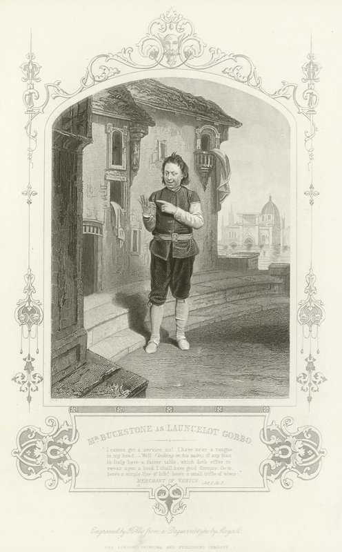 M. Buckstone en Launcelot Gobbo, Le Marchand de Venise - English School