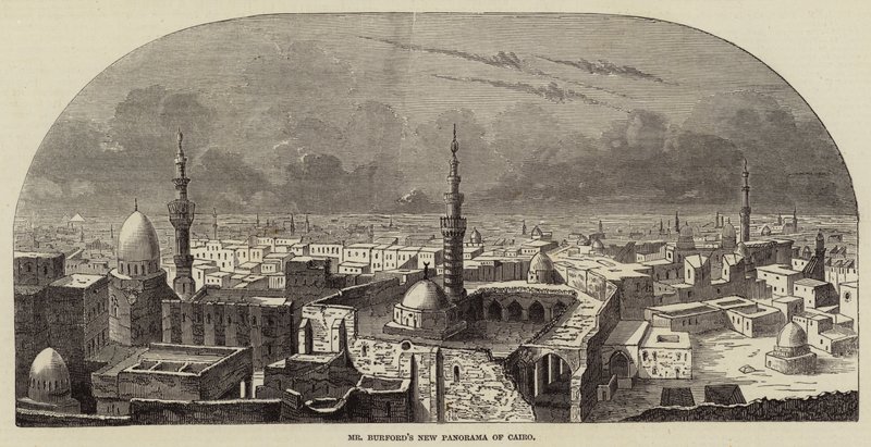 Nouveau panorama du Caire de M. Burford (gravure) - English School