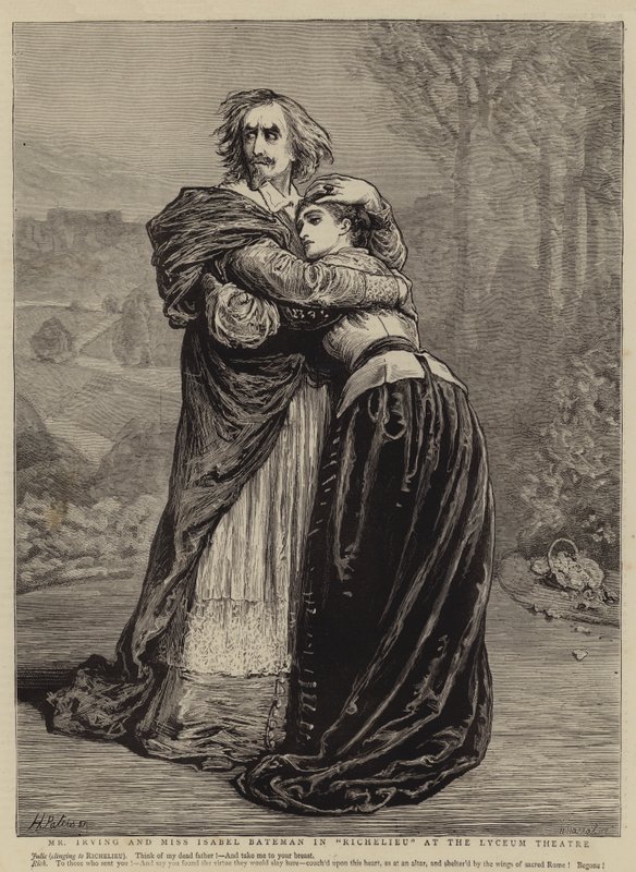 M. Irving et Mlle Isabel Bateman dans "Richelieu" au Lyceum Theatre (gravure) - English School