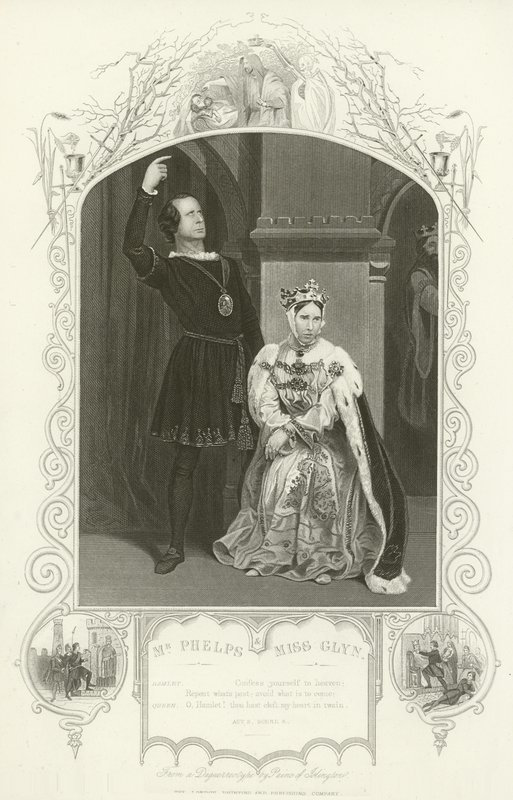 M. Phelps comme Hamlet et Mlle Glyn comme Reine, Hamlet, Acte III, scène IV - English School