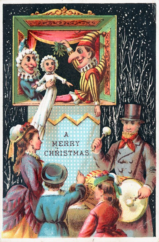 Monsieur Punch tenant du gui - English School