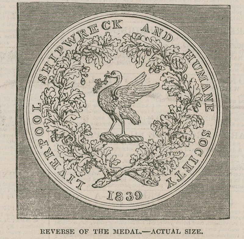 Conception de M. Wyon pour la médaille de la Liverpool Shipwreck and Humane Society - English School