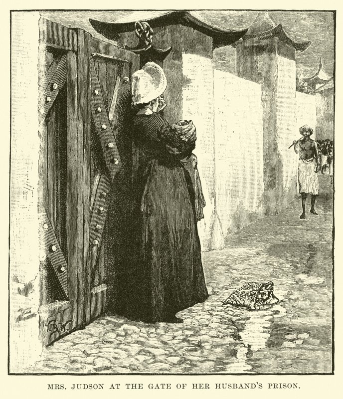 Mme Judson à la porte de la prison de son mari - English School