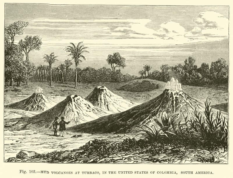 Volcans de boue à Turbaco, aux États-Unis de Colombie, Amérique du Sud - English School
