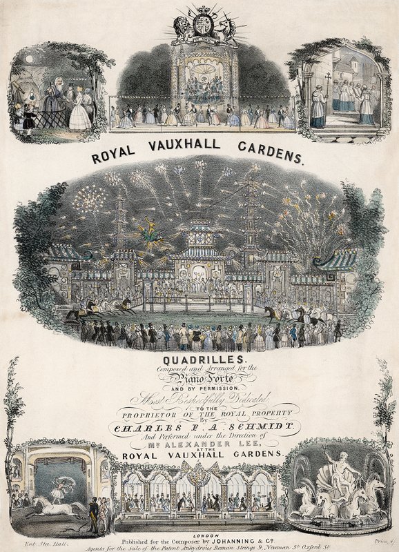Partition musicale pour Royal Vauxhall Gardens Quadrilles par Charles F A Schmidt - English School