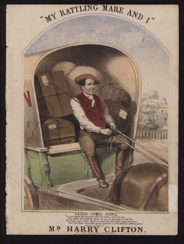 Ma jument bruyante et moi, chanson série-comique par Harry Clifton, couverture de musique victorienne - English School