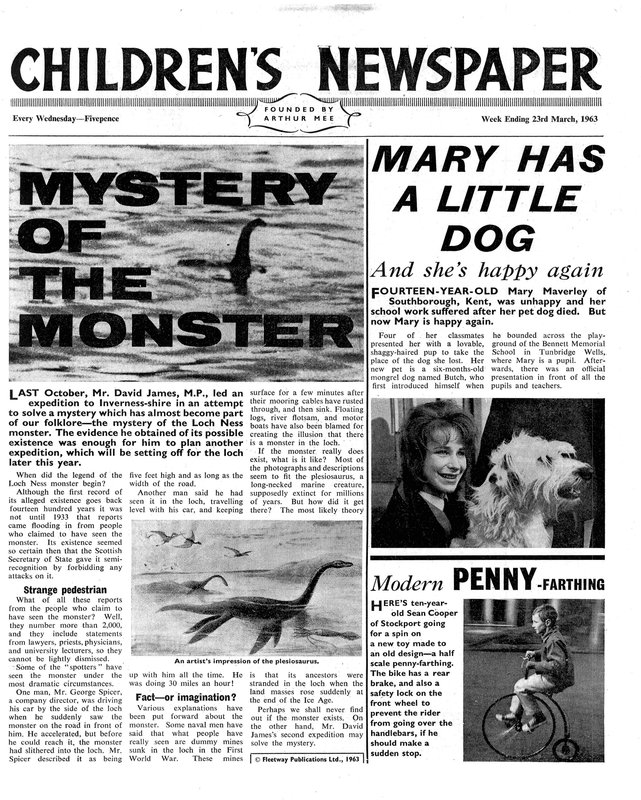 Mystère du monstre, première page de 