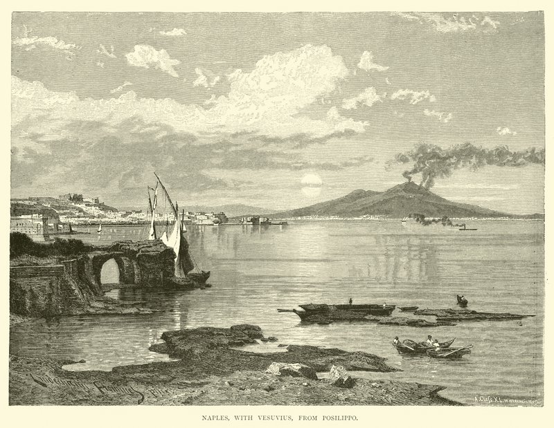 Naples, avec le Vésuve, depuis Posilippo - English School