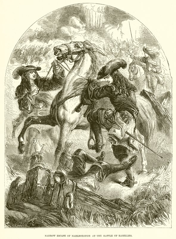 Évasion étroite de Marlborough à la bataille de Ramillies - English School