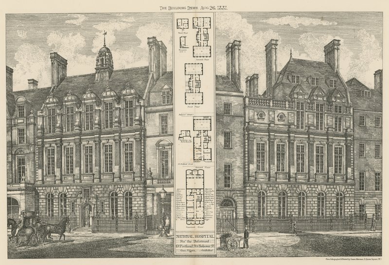 Hôpital National pour les Déformés, Great Portland Street, et Bolsover Street - English School