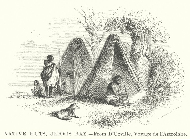 Native Huts, Jervis Bay (gravure) - English School