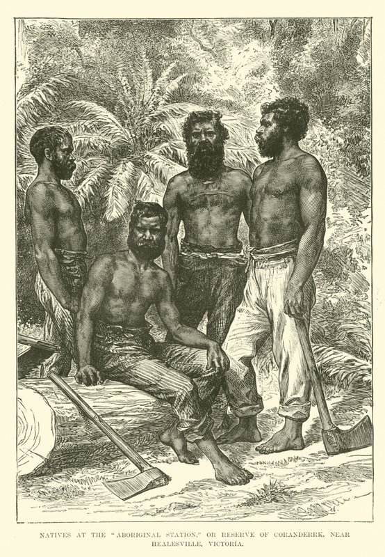 Autochtones à la station aborigène de Coranderrk, près de Healesville, Victoria - English School