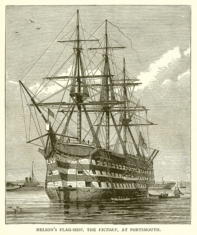 Le navire amiral de Nelson, le Victory, à Portsmouth - English School