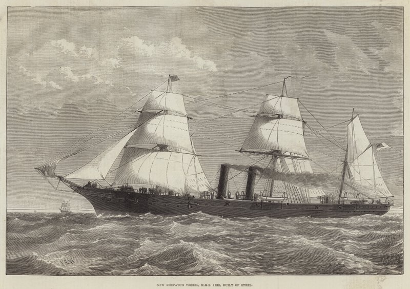 Nouveau navire de dépêche, HMS Iris, construit en acier - English School