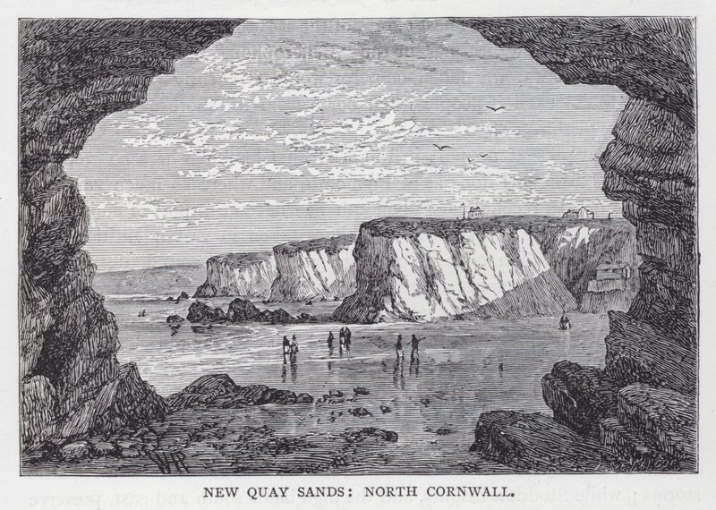 Plages de New Quay, nord de la Cornouailles (gravure) - English School