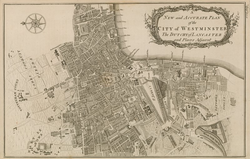 Nouveau et précis plan de la ville de Westminster, du duché de Lancaster et des lieux adjacents - English School
